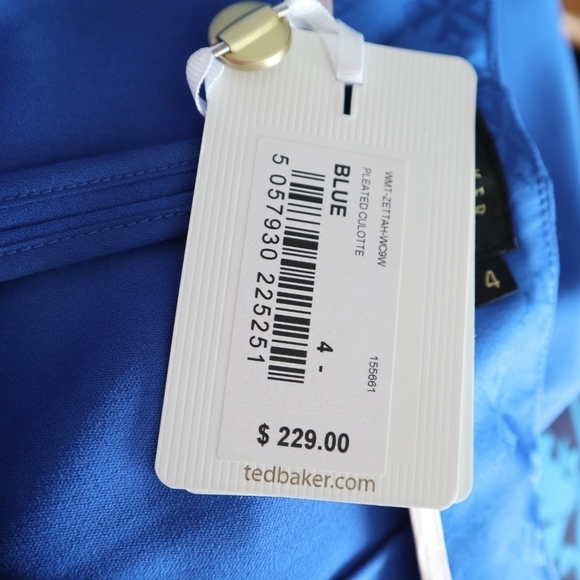 NWT Ted Baker Zettah Pleated Culotte Pants in Blue - Picture 15 of 16